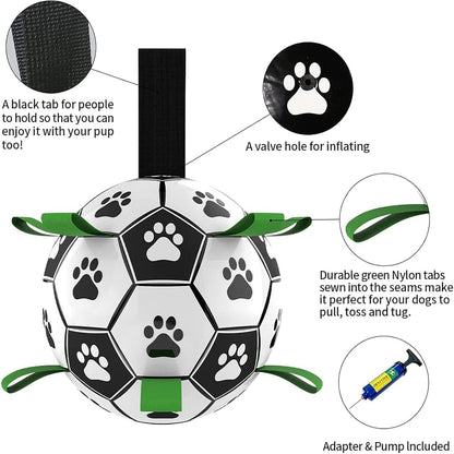 Dog Toys Soccer Ball with Straps