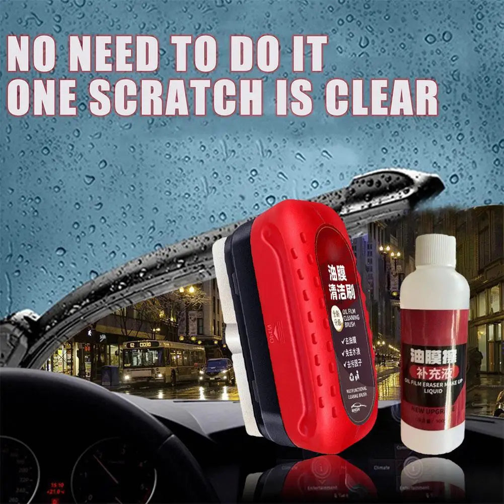 Powerful Glossy Car Windshield Cleaner – Oil Film Remover and Dirt Eliminator for Car Windows with Cleaning Brush