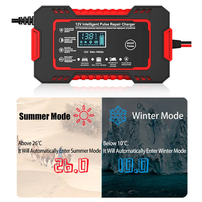 12V 6A Car Battery Charger – Smart Fast Charge with Pulse Repair, LCD Display for AGM, Deep Cycle, and GEL Lead-Acid Batteries for Auto and Motorcycle